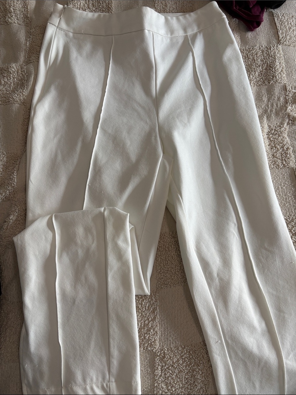 White dress pants with pleats